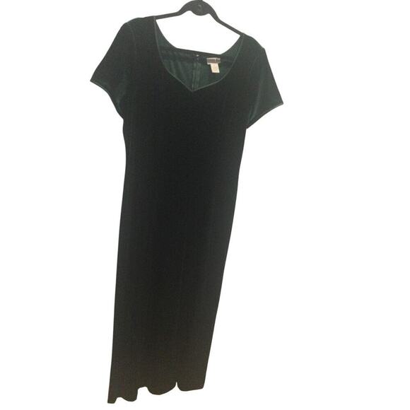 Womens Velvet Maxi Dress Plus Size 16 Hunter Green Dark Formal Romantic Classic - Picture 1 of 10